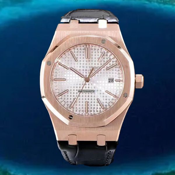 mens watch automatic watches male watch mechanical montre 41mm leather 904l stainless steel wristwatches sapphire luminous waterproof 2813 m, Slivery;brown